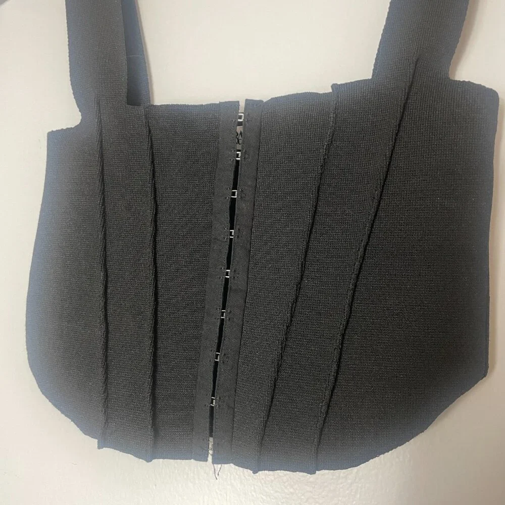 Zara Black Knit Corset Bustier Top Size Small Summer Party Contemporary - Picture 7 of 11